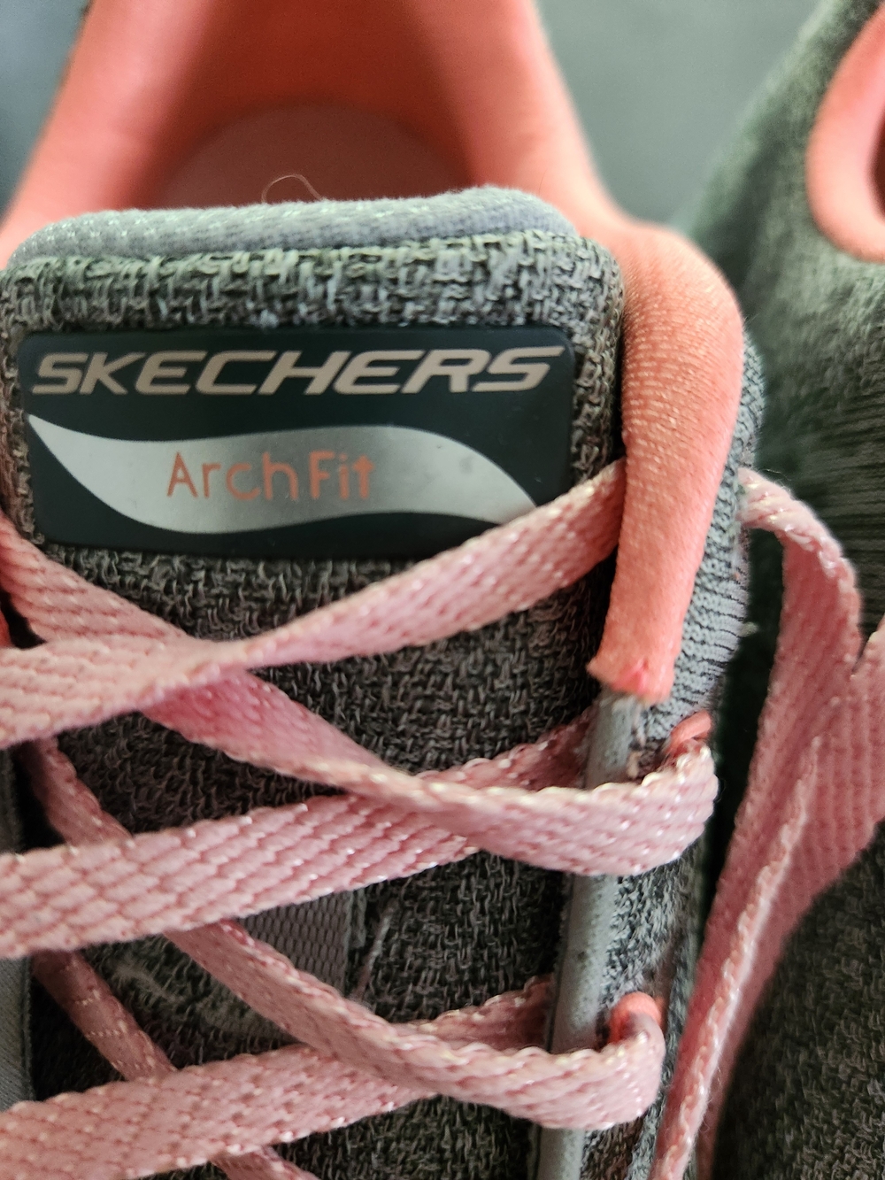 Skechers Arch Fit Women's Gray and Pink Lace-Up Sneakers